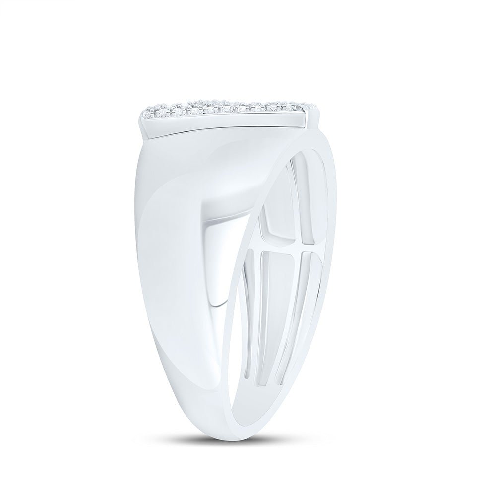 Sterling Silver Diamond Initial "A" Men's Ring 1/8 Cttw - Splendid Jewellery