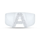 Sterling Silver Diamond Initial "A" Men's Ring 1/8 Cttw - Splendid Jewellery