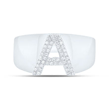 Load image into Gallery viewer, Sterling Silver Diamond Initial "A" Men's Ring 1/8 Cttw - Splendid Jewellery