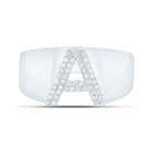 Sterling Silver Diamond Initial "A" Men's Ring 1/8 Cttw - Splendid Jewellery