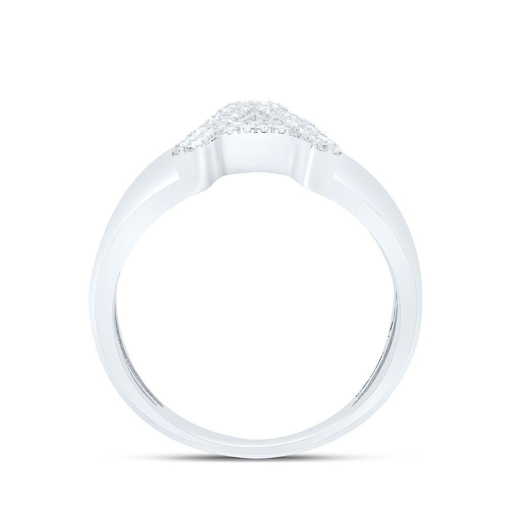 Sterling Silver Diamond Initial "A" Men's Ring 1/8 Cttw - Splendid Jewellery