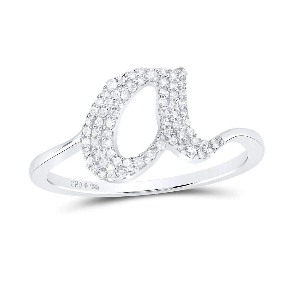Sterling Silver Diamond Initial "A" Women's Ring 1/6 Cttw - Splendid Jewellery