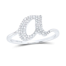 Load image into Gallery viewer, Sterling Silver Diamond Initial "A" Women's Ring 1/6 Cttw - Splendid Jewellery