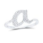 Sterling Silver Diamond Initial "A" Women's Ring 1/6 Cttw - Splendid Jewellery