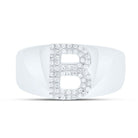 Sterling Silver Diamond Initial "B" Men's Ring 1/6 Cttw - Splendid Jewellery