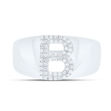 Load image into Gallery viewer, Sterling Silver Diamond Initial "B" Men's Ring 1/6 Cttw - Splendid Jewellery