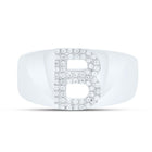 Sterling Silver Diamond Initial "B" Men's Ring 1/6 Cttw - Splendid Jewellery