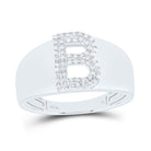 Sterling Silver Diamond Initial "B" Men's Ring 1/6 Cttw - Splendid Jewellery