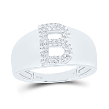 Load image into Gallery viewer, Sterling Silver Diamond Initial "B" Men's Ring 1/6 Cttw - Splendid Jewellery