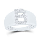 Sterling Silver Diamond Initial "B" Men's Ring 1/6 Cttw - Splendid Jewellery