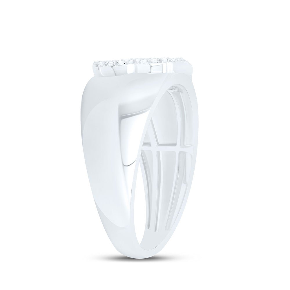 Sterling Silver Diamond Initial "B" Men's Ring 1/6 Cttw - Splendid Jewellery