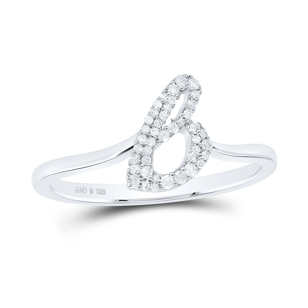 Sterling Silver Diamond Initial "B" Women's Ring 1/8 Cttw - Splendid Jewellery