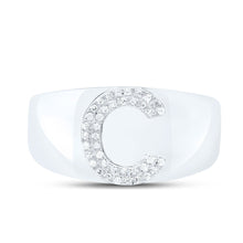 Load image into Gallery viewer, Sterling Silver Diamond Initial "C" Men's Ring 1/8 Cttw - Splendid Jewellery