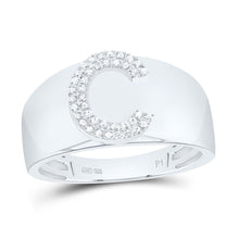 Load image into Gallery viewer, Sterling Silver Diamond Initial "C" Men's Ring 1/8 Cttw - Splendid Jewellery