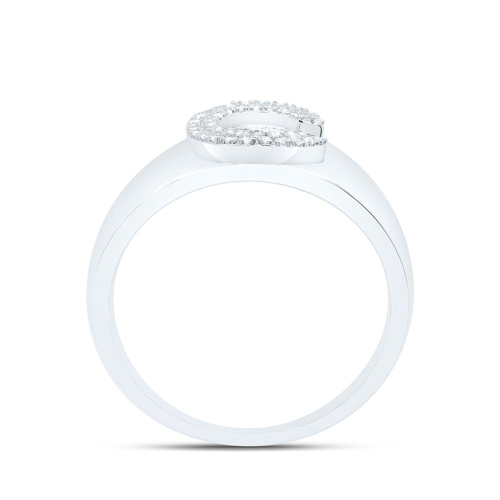 Sterling Silver Diamond Initial "C" Men's Ring 1/8 Cttw - Splendid Jewellery
