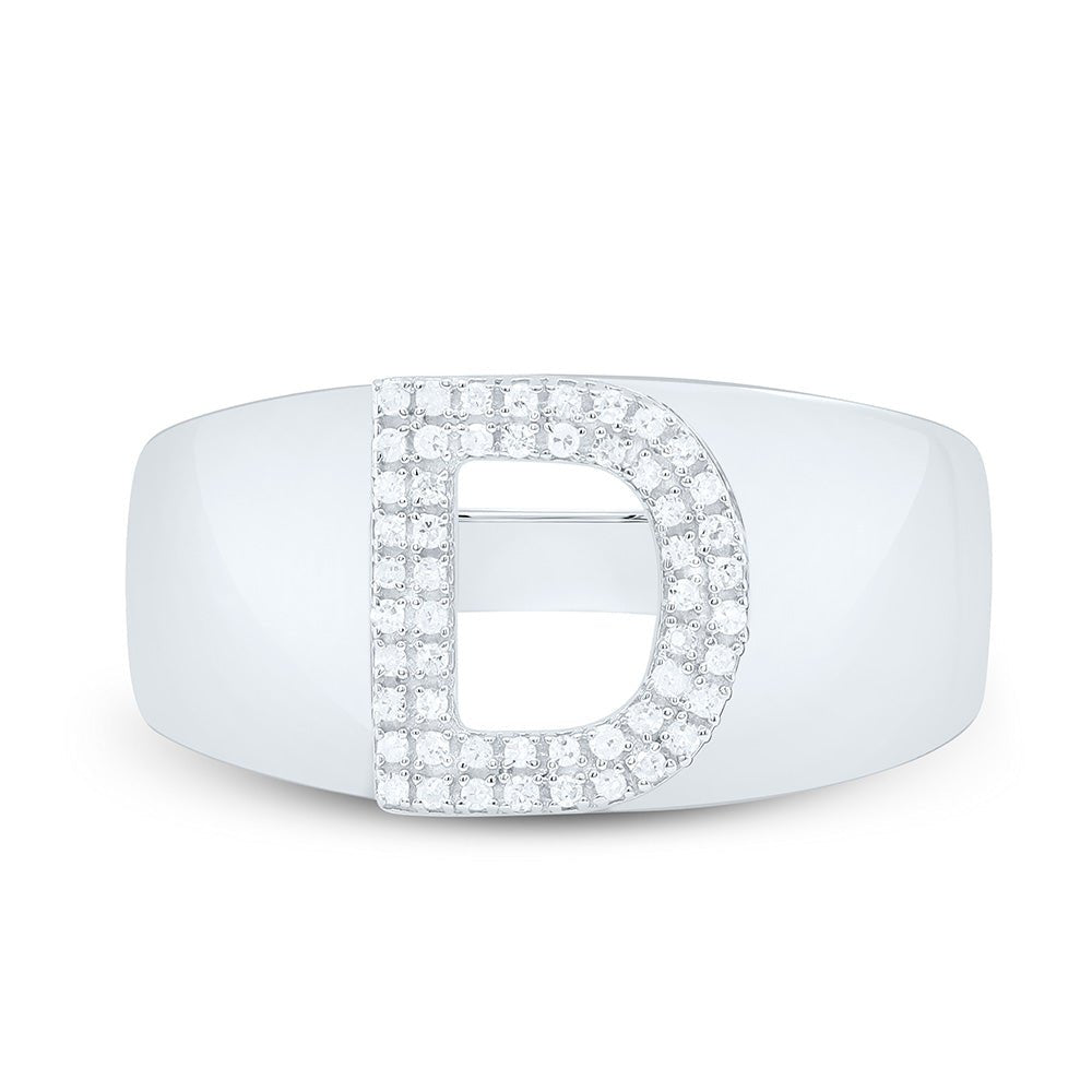 Sterling Silver Diamond Initial "D" Men's Ring 1/6 Cttw - Splendid Jewellery
