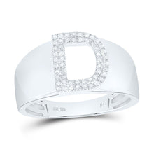 Load image into Gallery viewer, Sterling Silver Diamond Initial "D" Men's Ring 1/6 Cttw - Splendid Jewellery
