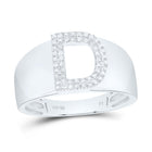 Sterling Silver Diamond Initial "D" Men's Ring 1/6 Cttw - Splendid Jewellery