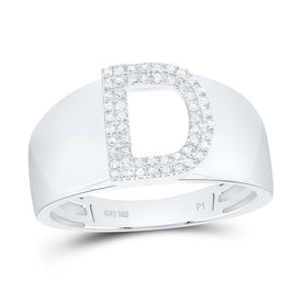 Sterling Silver Diamond Initial "D" Men's Ring 1/6 Cttw - Splendid Jewellery
