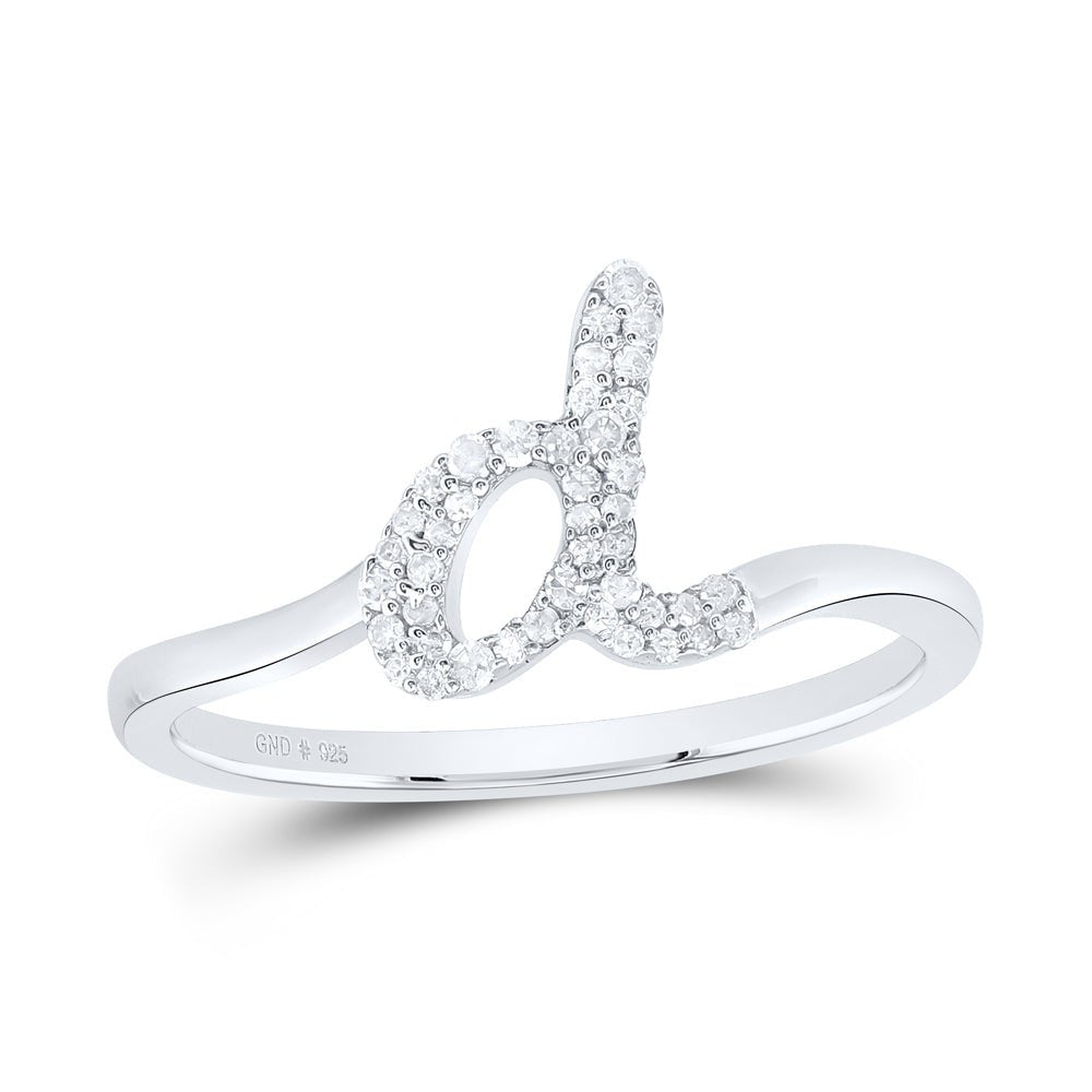 Sterling Silver Diamond Initial "D" Women's Ring 1/8 Cttw - Splendid Jewellery