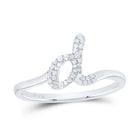 Sterling Silver Diamond Initial "D" Women's Ring 1/8 Cttw - Splendid Jewellery