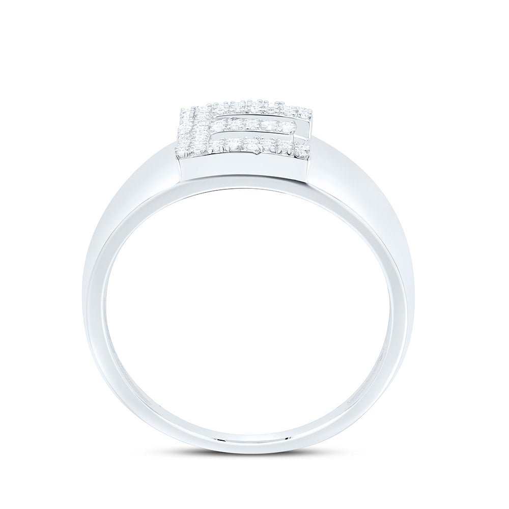 Sterling Silver Diamond Initial "E" Men's Ring 1/6 Cttw - Splendid Jewellery