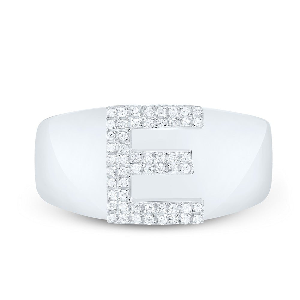 Sterling Silver Diamond Initial "E" Men's Ring 1/6 Cttw - Splendid Jewellery