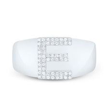 Load image into Gallery viewer, Sterling Silver Diamond Initial "E" Men's Ring 1/6 Cttw - Splendid Jewellery