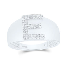 Load image into Gallery viewer, Sterling Silver Diamond Initial "E" Men's Ring 1/6 Cttw - Splendid Jewellery