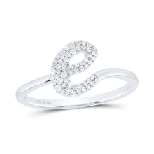 Load image into Gallery viewer, Sterling Silver Diamond Initial "E" Women's Ring 1/6 Cttw - Splendid Jewellery