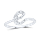 Sterling Silver Diamond Initial "E" Women's Ring 1/6 Cttw - Splendid Jewellery