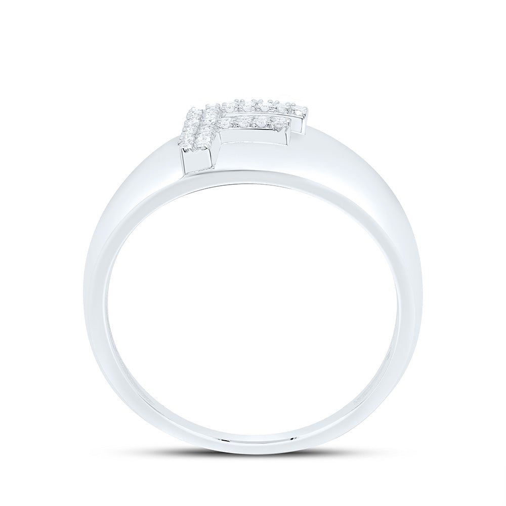 Sterling Silver Diamond Initial "F" Men's Ring 1/10 Cttw - Splendid Jewellery