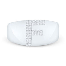 Load image into Gallery viewer, Sterling Silver Diamond Initial "F" Men's Ring 1/10 Cttw - Splendid Jewellery