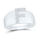 Sterling Silver Diamond Initial "F" Men's Ring 1/10 Cttw - Splendid Jewellery