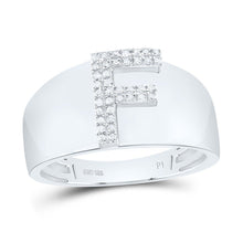 Load image into Gallery viewer, Sterling Silver Diamond Initial "F" Men's Ring 1/10 Cttw - Splendid Jewellery