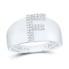 Sterling Silver Diamond Initial "F" Men's Ring 1/10 Cttw - Splendid Jewellery