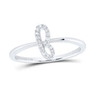 Sterling Silver Diamond Initial "F" Women's Ring 1/12 Cttw - Splendid Jewellery