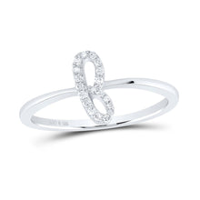Load image into Gallery viewer, Sterling Silver Diamond Initial "F" Women's Ring 1/12 Cttw - Splendid Jewellery