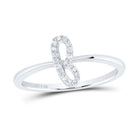 Sterling Silver Diamond Initial "F" Women's Ring 1/12 Cttw - Splendid Jewellery