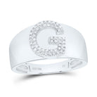 Sterling Silver Diamond Initial "G" Men's Ring 1/6 Cttw - Splendid Jewellery