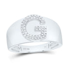 Sterling Silver Diamond Initial "G" Men's Ring 1/6 Cttw - Splendid Jewellery
