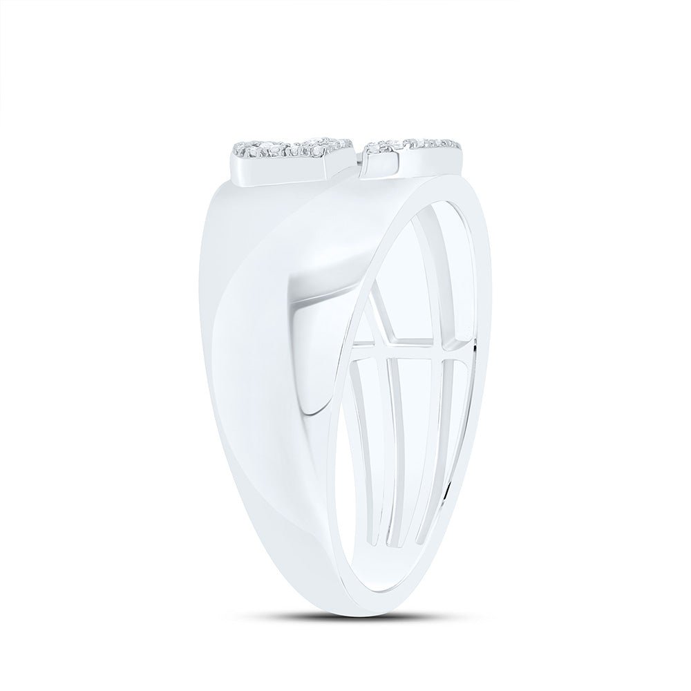 Sterling Silver Diamond Initial "G" Men's Ring 1/6 Cttw - Splendid Jewellery