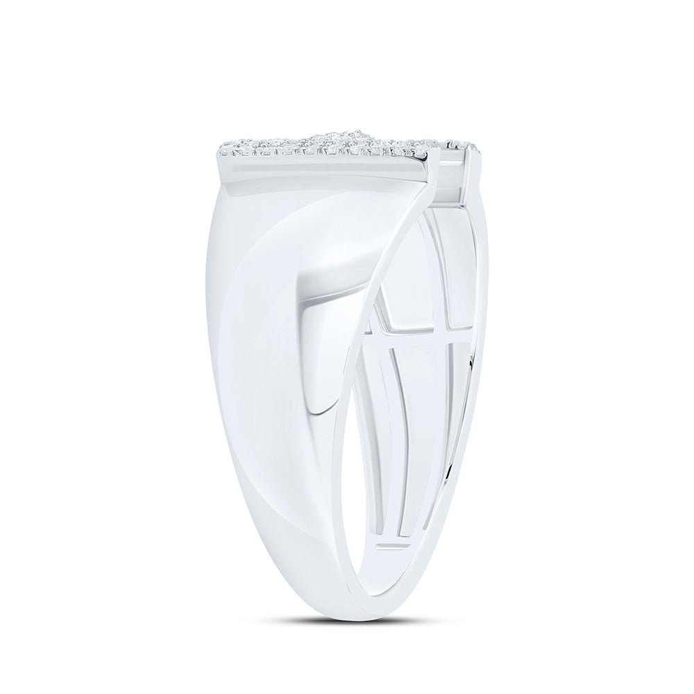 Sterling Silver Diamond Initial "H" Men's Ring 1/8 Cttw - Splendid Jewellery