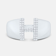 Load image into Gallery viewer, Sterling Silver Diamond Initial "H" Men's Ring 1/8 Cttw - Splendid Jewellery