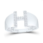 Sterling Silver Diamond Initial "H" Men's Ring 1/8 Cttw - Splendid Jewellery