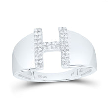Load image into Gallery viewer, Sterling Silver Diamond Initial "H" Men's Ring 1/8 Cttw - Splendid Jewellery