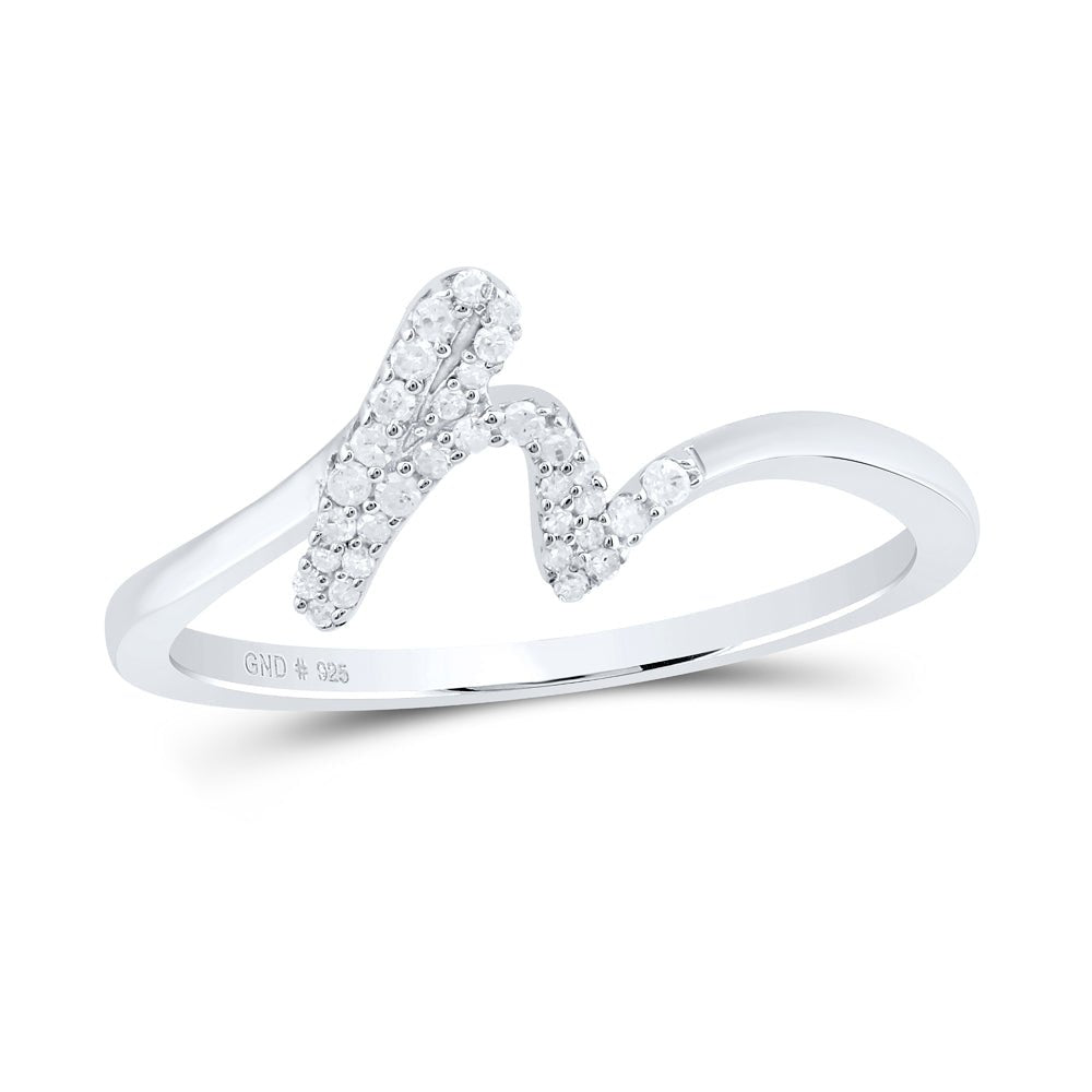 Sterling Silver Diamond Initial "H" Women's Ring 1/10 Cttw - Splendid Jewellery