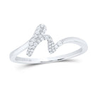 Sterling Silver Diamond Initial "H" Women's Ring 1/10 Cttw - Splendid Jewellery