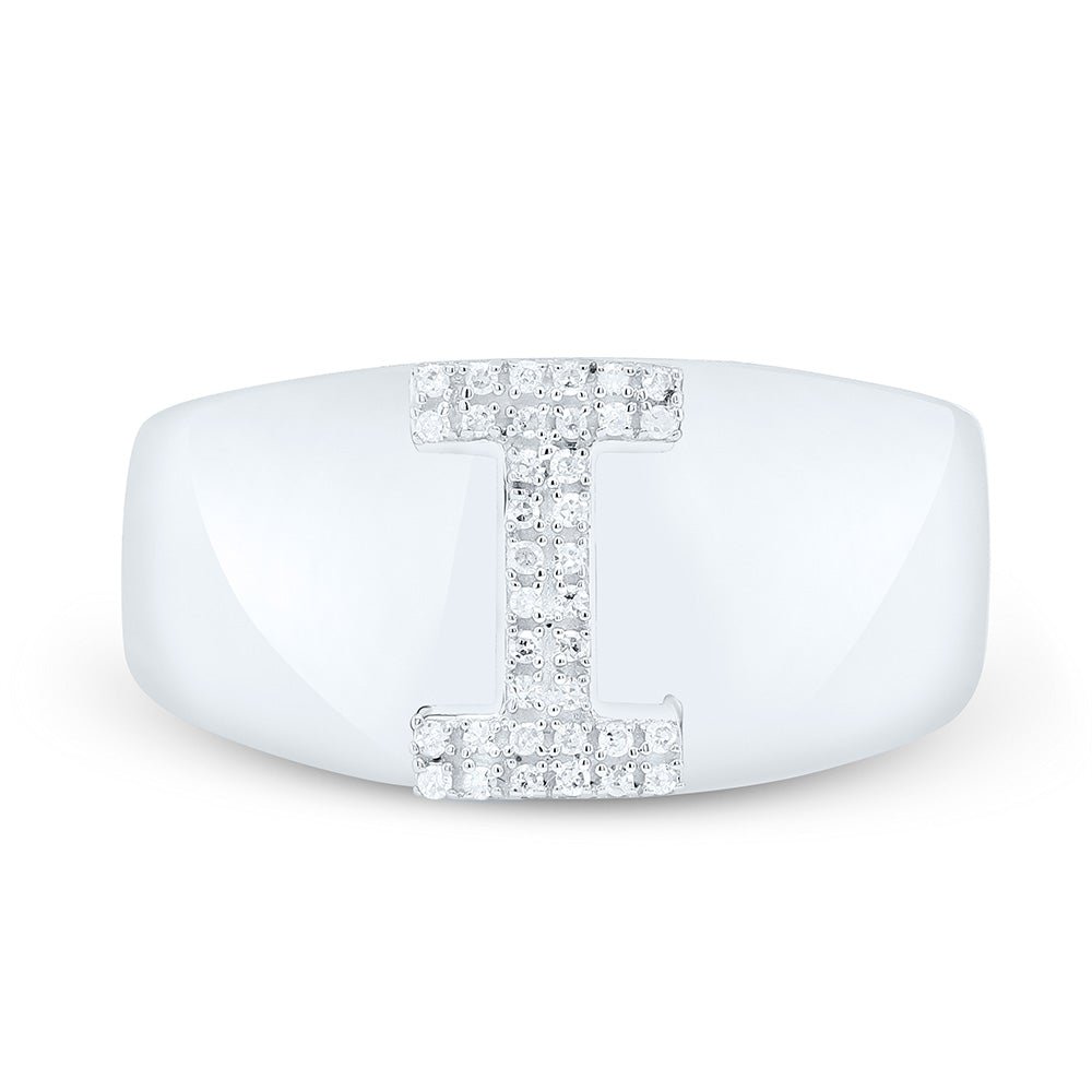 Sterling Silver Diamond Initial "I" Men's Ring 1/10 Cttw - Splendid Jewellery