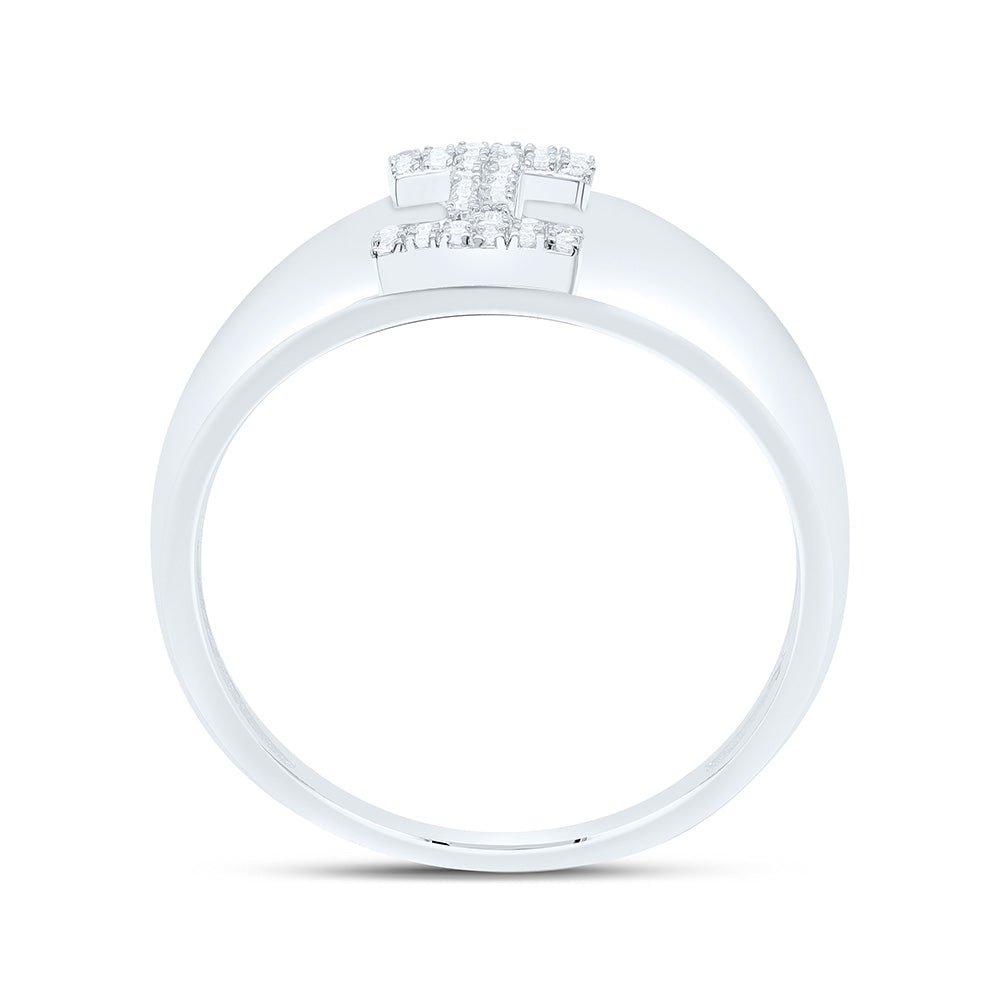 Sterling Silver Diamond Initial "I" Men's Ring 1/10 Cttw - Splendid Jewellery